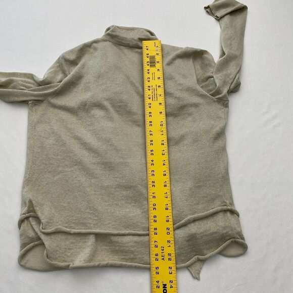 Elie Tahari Linen Silk Open Front Cardigan Tiered Waterfall Tan Womens Medium - Picture 10 of 11